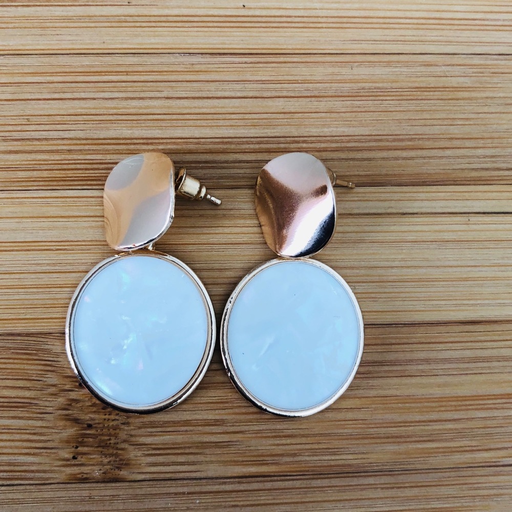 Gold and white occasion earrings